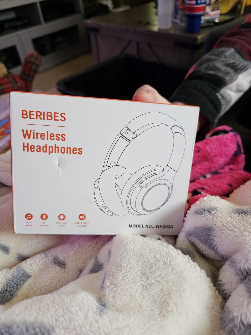 Wireless On-Ear Headphones in White and Orange